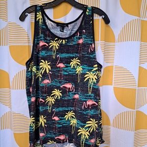 Mens 21 Men Brand Tank Top Flamingo Palm Trees Print XL